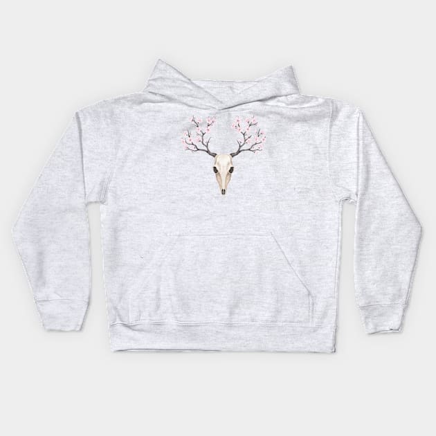 Blooming deer skull Kids Hoodie by Laura_Nagel